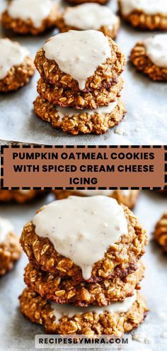 pumpkin oatmeal cookies with spiced cream cheese icing