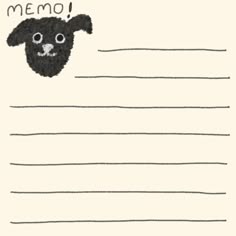 a note with a drawing of a dog's face on it and the words memo written in black ink