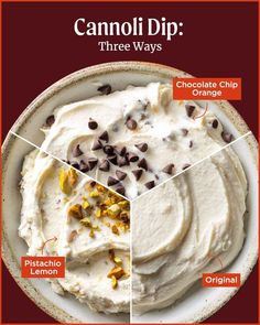 a white plate topped with whipped cream and chocolate chip toppings on top of it