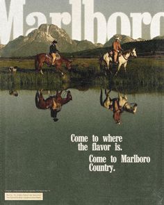 wide open spaces, endless possibilities.  where the horizon crosses silence.  marlboro country with that timeless americana edge, some things just never go out of style.  cowboys knew what they were chasing long before we did.  marlboro country, come to where the flavor is.  link in bio for inquiries.  #vintage #americana #western #cowboy #horses #marlboro #marlborocountry #classic #retro #poster #advertising #blackandwhite #mountains #wilderness #freedom #adventure #nostalgia #heritage #cult... Malboro Posters, Traditional Country, Horses Posters, Old West Design, West Cowboy, Malboro Poster, Classic Country Aesthetic, Poster Art Prints, Pics For Posters