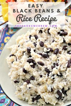black beans and rice recipe on a plate