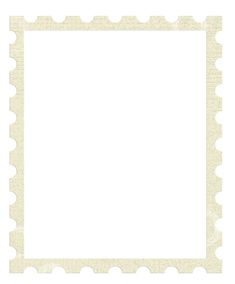 a blank postage stamp with scalloped edges and white paper on the bottom corner