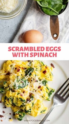 scrambled eggs with spinach and red pepper flakes