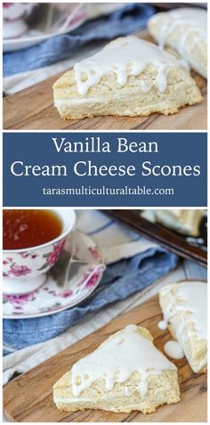vanilla bean cream cheese scones on a cutting board