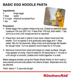 instructions for how to use an egg noodle pasta recipe