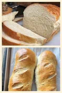 two pictures of different types of bread