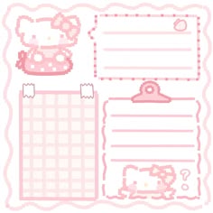 an image of hello kitty stationery set with pink and white designs on the front