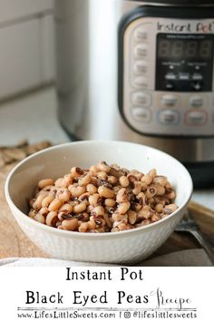 instant pot black eyed peas recipe in front of an instant pot