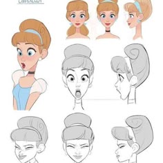 the character sheet for disney's princess aurora, which is being used to make her hair