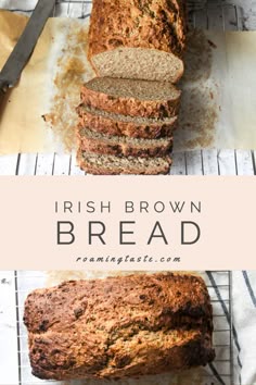 a loaf of irish brown bread sitting on top of a cooling rack