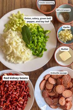 the ingredients for this recipe include beans, onions, green bell peppers, and red kidney beans