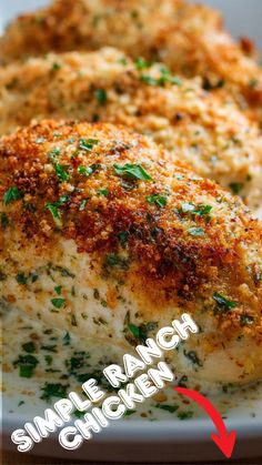 the chicken is cooked and ready to be eaten on the plate, with an arrow pointing towards it