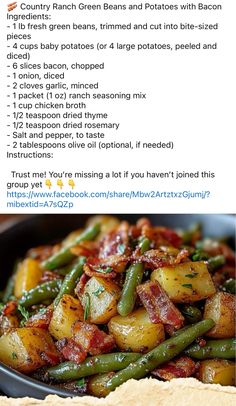 a recipe for green beans and potatoes with bacon