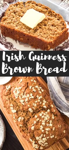 irish guinness brown bread on a cutting board