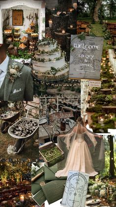 a collage of wedding photos and decorations