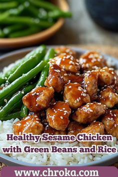 chicken with green beans and rice on a plate
