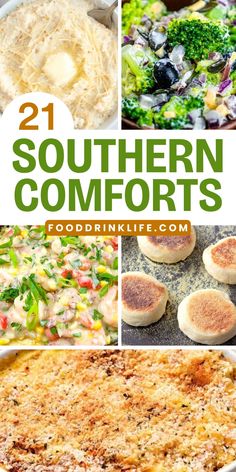 collage of southern comforts with text overlay