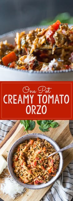 one pot creamy tomato orzo is an easy and delicious side dish