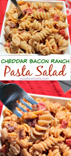this cheddar bacon ranch pasta salad is an easy and delicious side dish