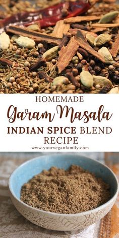 Homemade Garam Masala Indian Spice Blend Recipe. Garam means hot and Masala means spice mix. It’s a common description for an infinite number of Indian spice recipes. You can buy pre-made ground Garam Masala, but the flavor is a mere shadow of a freshly homemade mixture. #GaramMasala #IndianSpice #spicerecipes #Indianrecipes Indian Garam Masala Recipe, Garam Masala Blend Recipe, Garam Masala Seasoning, Diy Garam Masala Spice Blend, Homemade Garam Masala, Homemade Garam Masala Spice Blend, Homemade Garam Masala Mix, Natural Garam Masala Blend, Garam Masala Recipe