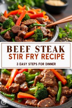 beef stir fry with broccoli and carrots in a bowl