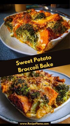 sweet potato broccoli bake on a plate