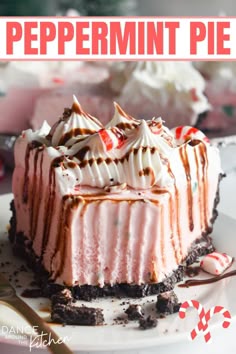 slice of peppermint pie with a bite out of it