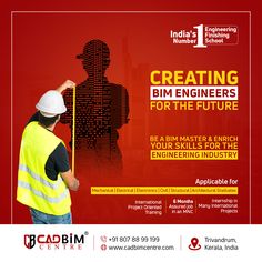 a man in yellow vest and hard hat holding a measuring pole with text reading creating bim engineers for the future