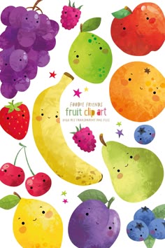 fruit clipart with different fruits and berries