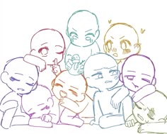 a group of cartoon characters sitting next to each other