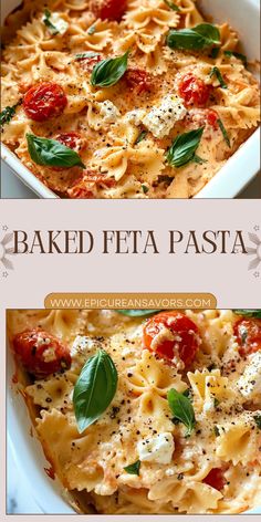 baked feta pasta with fresh basil and tomatoes