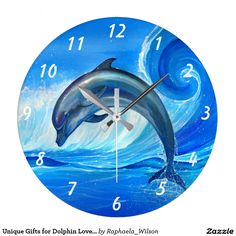 a clock with a dolphin painted on it