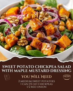 sweet potato chickpea salad with maple mustard dressing you will need 2 medium sweet potatoes can't be ordered