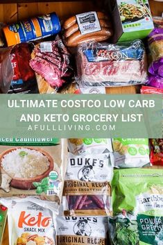 Going to Costco? Here is the Ultimate Costco Grocery List for Low Carb and Keto! Save money by buying your groceries in bulk at Costco & find some amazing items to help you succeed at a low carb or keto diet! We’ve included some of our favorite recipes to make with some of these items as well. Eating keto doesn’t need to be expensive or difficult, shopping at Costco will make it easy & affordable to eat well!  #costco #afullliving #costcoshoppinglist #costcoketoshoppinglist #costogrocery Keto Grocery Shopping, Costco Low Carb Foods, Keto Sausage Costco, Keto Shopping At Costco, Keto Foods At Costco, Costco Keto List, Keto Food At Costco, Low Carb At Costco, Costco Keto Snacks