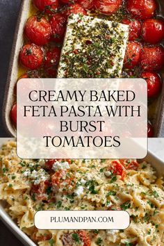 creamy baked feta pasta with burst tomatoes