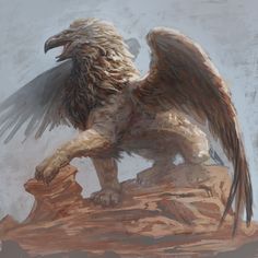 a painting of an eagle sitting on top of a rock