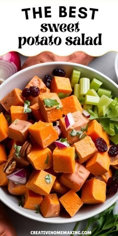 the best sweet potato salad with cranberry sauce