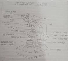 Light microscope with label parts