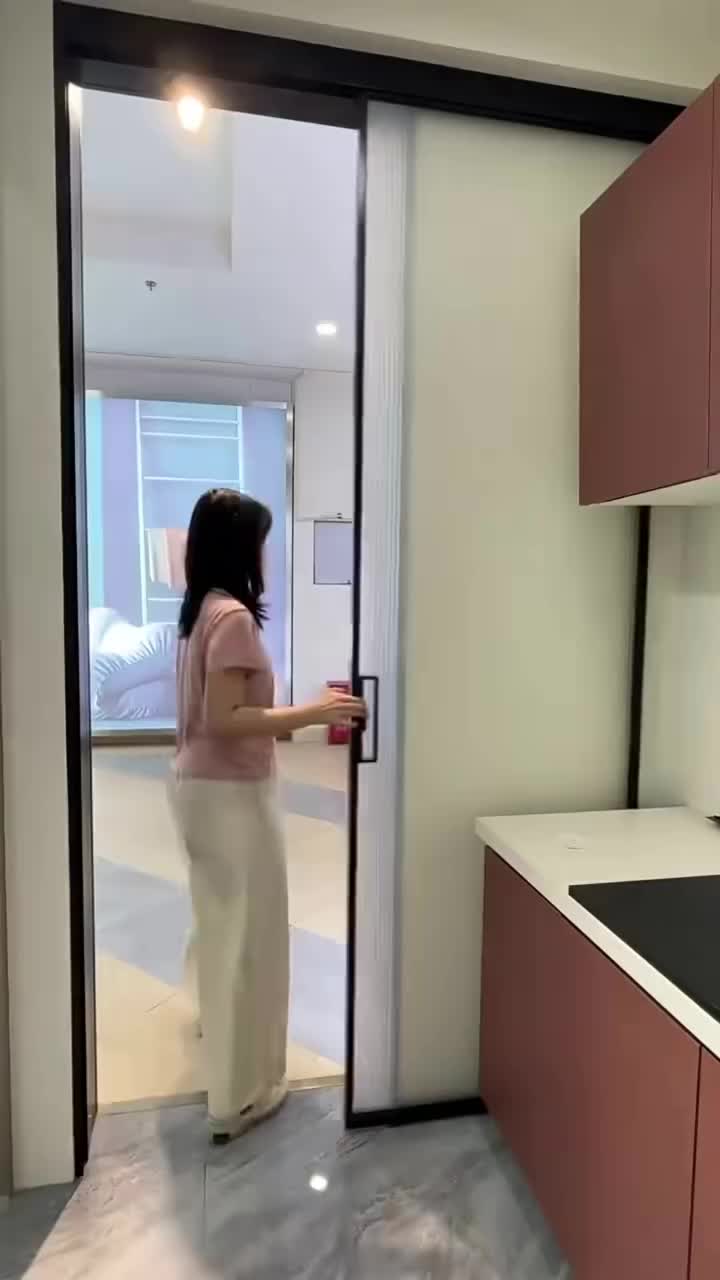 Ghost sliding door can also be installed in small space without track.#aluminium #slidingdoor #glassdoor #aluminiumdoors #chinafactory #foshan #doors