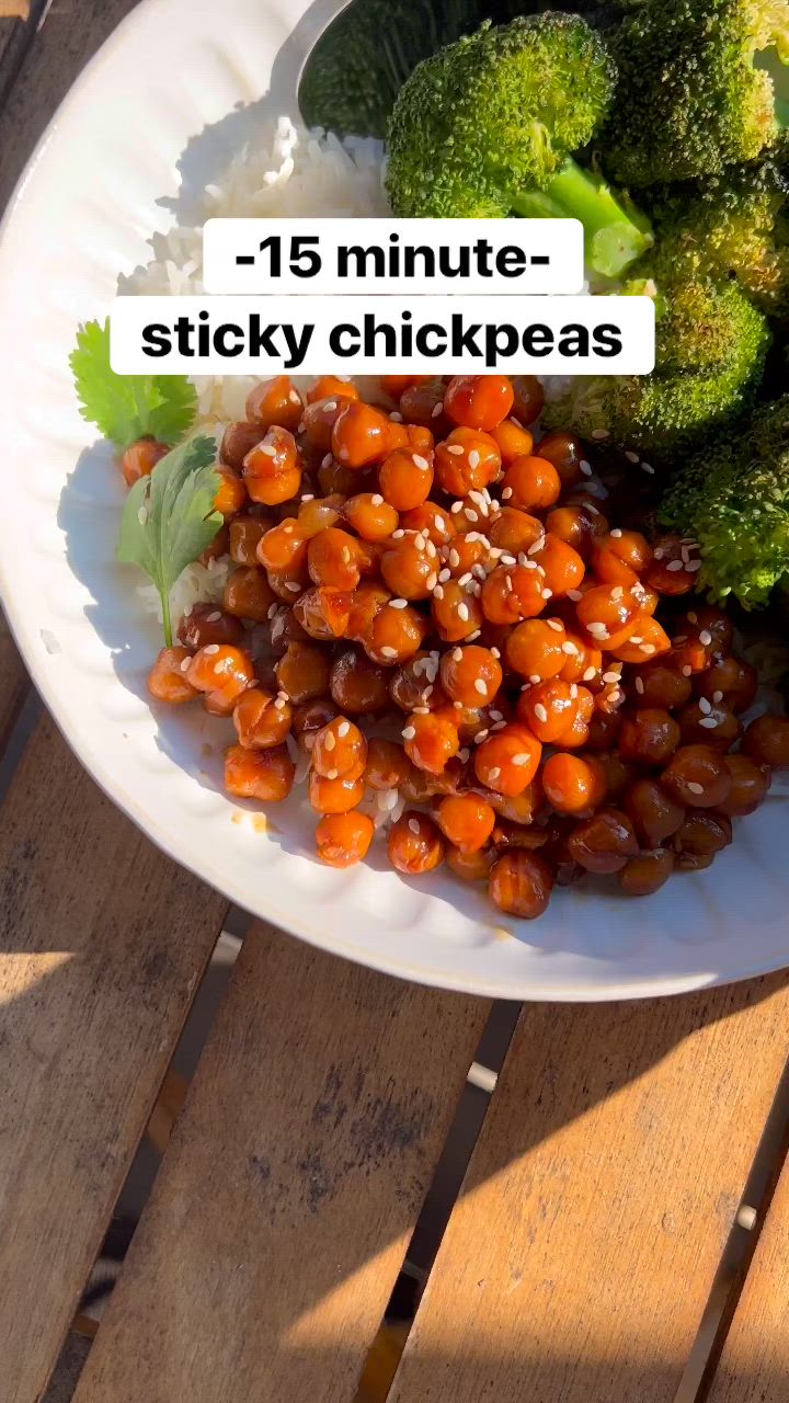 This contains an image of: Sticky Chickpeas