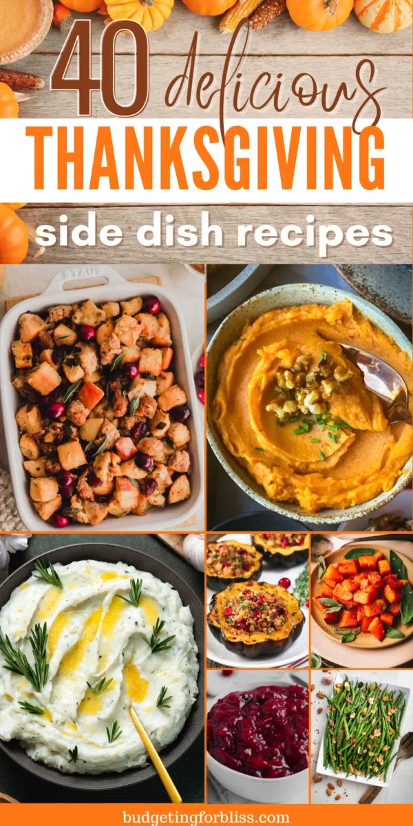 Looking for the best side dishes to make for Thanksgiving Dinner? Find 40 easy Thanksgiving side dish recipes that are sure to impress your guests this year. Delicious and simple recipes for stuffing, mashed potatoes, sweet potatoes, veggies and cranberries.