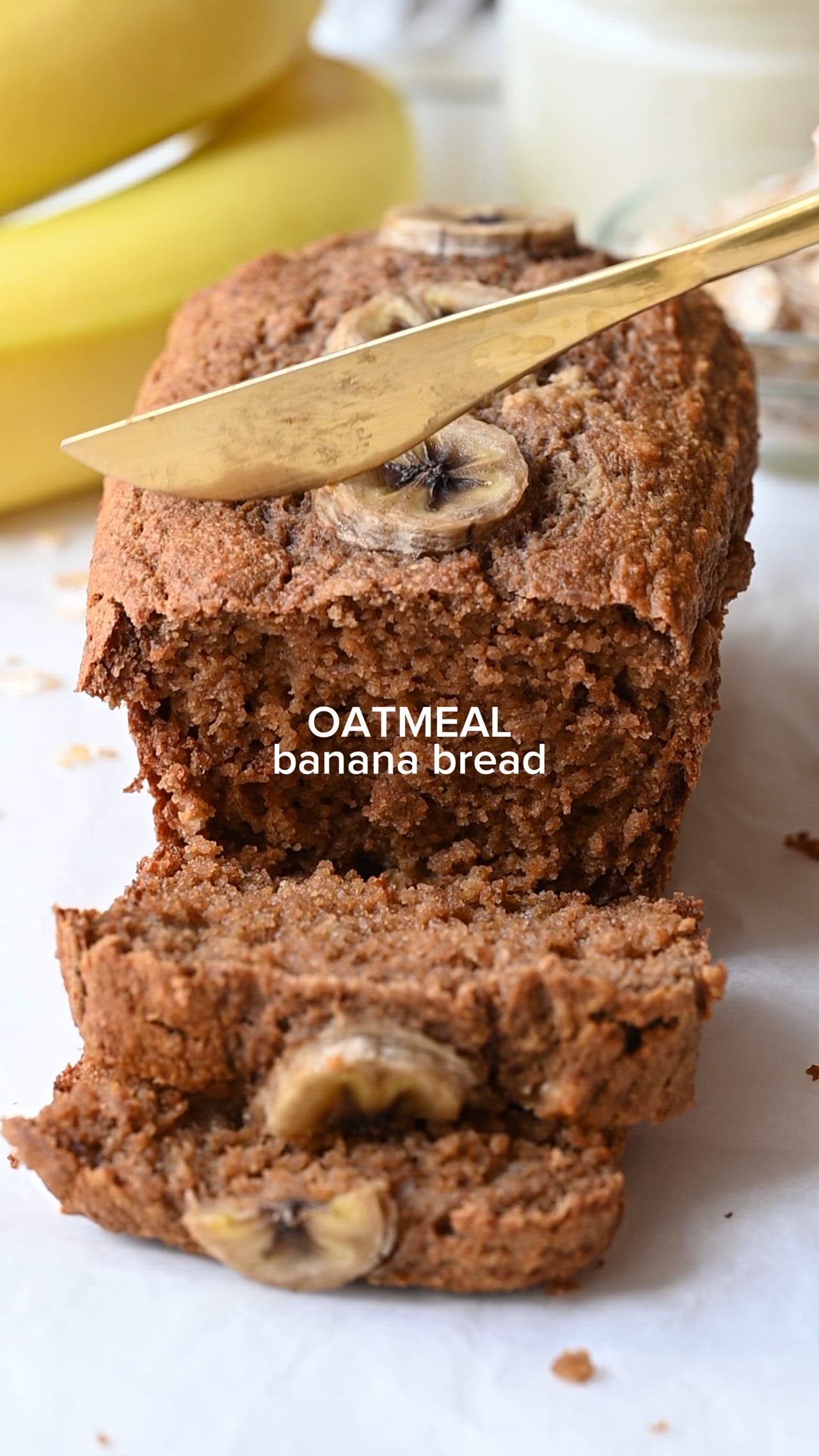 This contains: Oatmeal banana bread recipe gluten-free and healthy