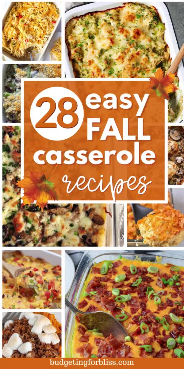 Looking for easy and comforting casserole recipes to make this fall? Try these 28 cozy fall casseroles on busy weeknights when the weather gets chilly. Find chicken, ground beef, pasta, and seasonal vegetable casseroles. These simple comfort food recipes are perfect for family dinners.