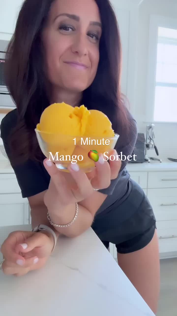 1-Ingredient Mango Sorbet 🥭🍨 ready in less than a minute! 💛 It’s naturally sweet from the mangos and the perfect easy summer treat. ☀️ My kids beg me for this after camp or after the pool and it’s just so refreshing. You can add a splash of lime juice, coconut milk, maple syrup or a pinch of salt if you want to vary it up but I find just the frozen mangos are so good! Comment “mango sorbet” below for a link or find it on my blog here: https://www.eatingbyelaine.com/mango-sorbet-refined-suga...