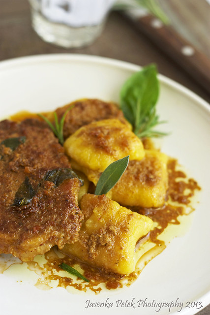 Porc cottelete and pumpkin gnocchi