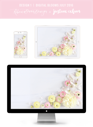 Digital Blooms Desktop Wallpaper 1 | July 2016 // JustineCelina.com x Rebecca Dawn Design