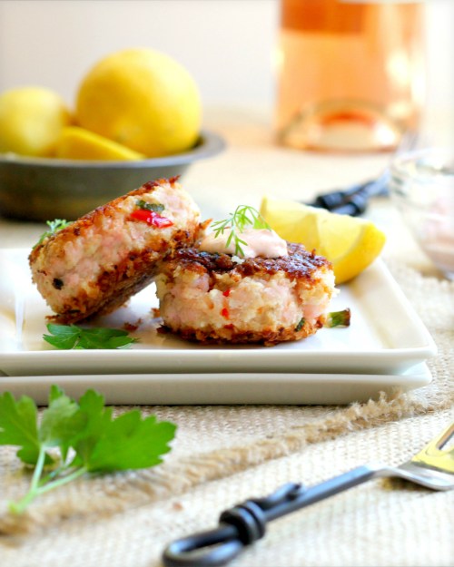 Homemade smoky salmon fish cakes