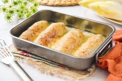 Endivias con jamón gratinadas