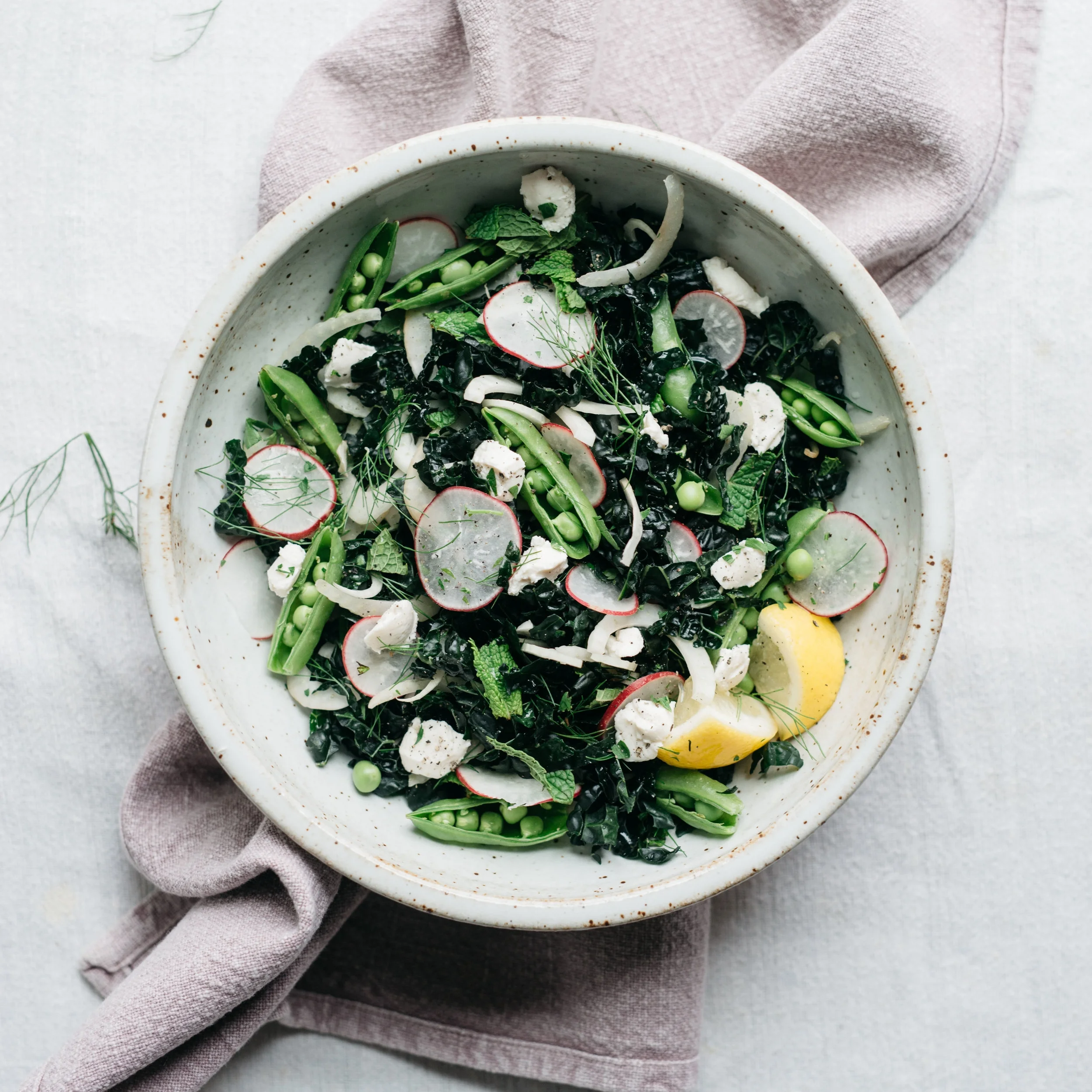 lemony fennel, radish, and kale salad