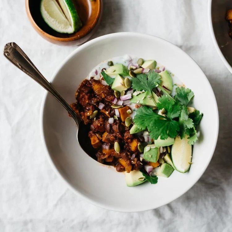 BUTTERNUT SQUASH CHILI W/ CILANTRO YOGURT